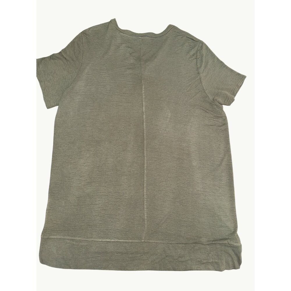 Adrianna Papell XL Olive Waffle Knit V Neck Short Sleeve Tee Minimalist Casual - Picture 3 of 7